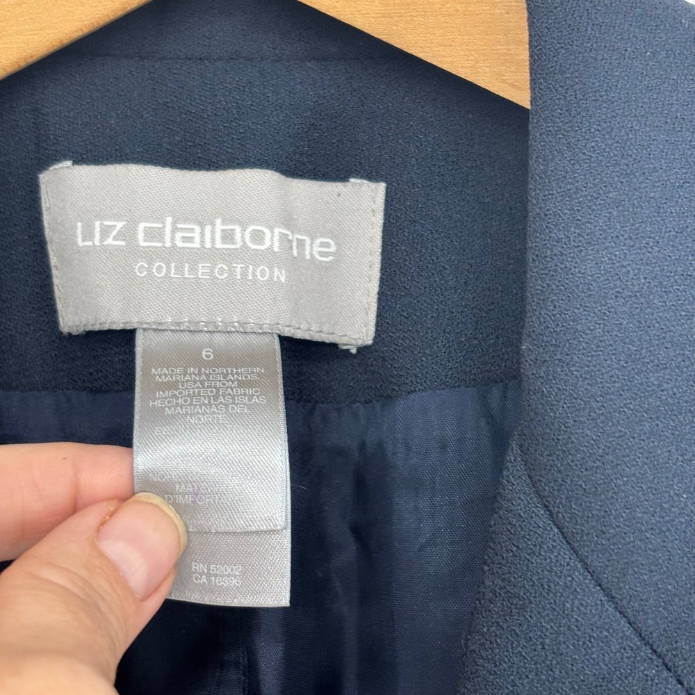 Liz Claiborne Collection Women 6 Navy Blue Blazer Suit Jacket Career - Picture 5 of 9